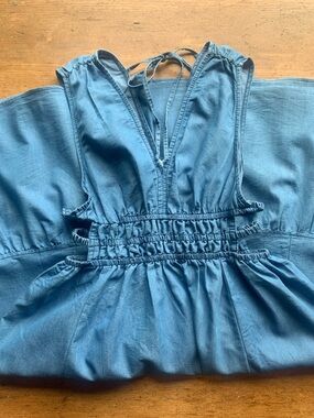 Speed Limit Blue Midi Dress with Smocked Cutout Waist